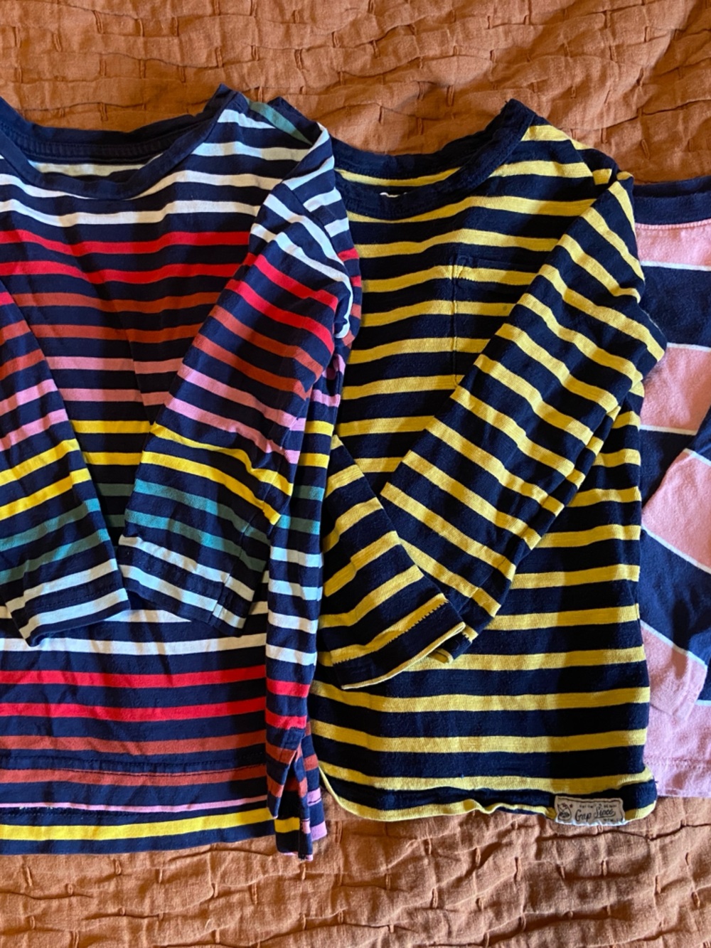Bundle of Long-Sleeved Striped Tees from BabyGap, Primary and Old Navy 2T unisex
